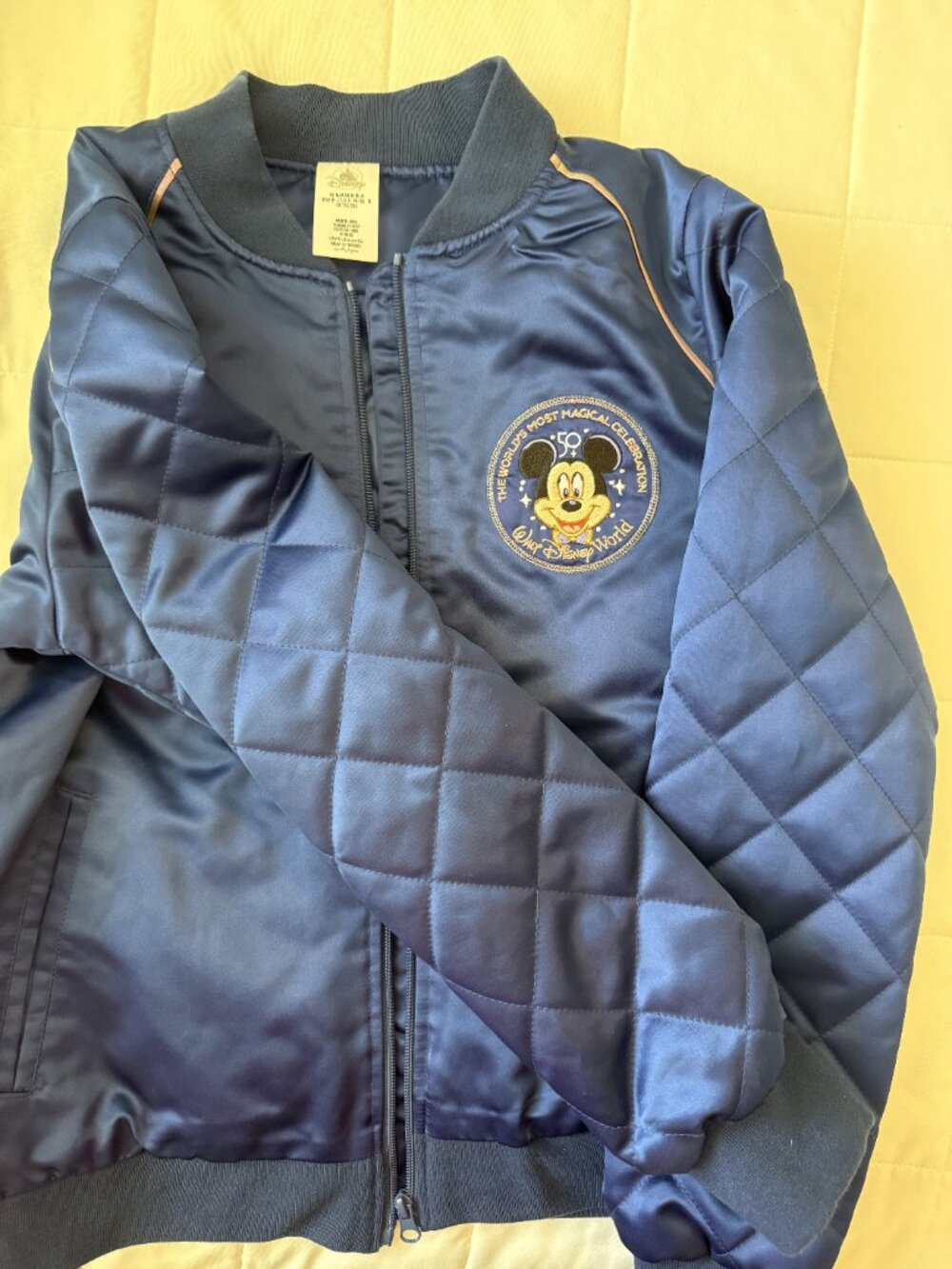 Disney Parks 50th Anniversary Satin Bomber Jacket Castle Mickey Size M - Picture 12 of 12